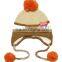 Newest Pom Pom Pigtail Tassels Automobile Applique Warm Fleece Inside Baby Kids Knitted Earflap Hat