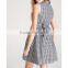 Latest fashion stand collar plaid elegant A-line/skirt with bowknot