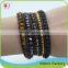 Summer New Style Pink Stone Bead Mix Green On Beige Leather Beach Bracelet