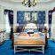 Luxury wood design cream colored hotel bedroom set with bed bench/headboard/nightstand#SP-BP010