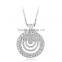 Vintage Hollow Out Long Chain Necklace Round Gold Plated Rhinestone Pendant Necklace for Women Jewelry Gifts