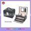 Custom Double Drawers Glass Mirror Pakaging Box & Black Packaging Jewelry Box Key Lock