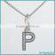 Wholesale Fashion 925 Sterling Silver Clear Crystal Paved Alphabet Letter Charm DIY Charm Beads