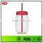 540ml single wall plastic cold drinking mason jar with straw