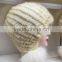 korea popular cheaper fur mult color kintted mink fur hat with pom pom