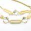 Trendy stainless steel double layer big crystal gold chunky necklace