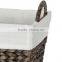 Black dyeing water hyacinth woven deep basket of dirty laundry with liner