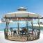 Double layer outdoor Iron frame solid wood gazebo