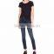 Wholesale Women Scoop Neck Short Sleeves Straight Hem Linen Blend T-shirt(DQE0133T)