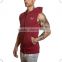 Wholesale Custom Mens Sleeveless Hoodie Fitted Gym Hoodie Bodybuilding Muscle Hoodie Full Zipper Fitness Hoodie