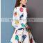 Casual 2015 Summer Style Sexy Bodycon Birds Print O Neck Pleated Party White Dress Women Vestidos Cheap Clothes China