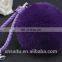 Purple pink color soft full round rex rabbit fur pompom keychain detachable real leather fur charm