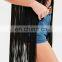 2016 New Design Fashion woman leather Chella Fringe Vests for women, Black color