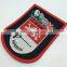 woven badges?laser cut woven patch iron on badges