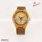Wholesale Personalized Fashion Yellow Wood Case Watch Men Custom Logo Wrist Watch With Leather Band