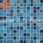 Sky Blue With Golden Line Design Swimming Pool Glass Mosaic for Bathroom