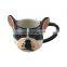 Customized Hand Painted Cute Kawaii Custom 3d Animal Face Dog Dolomite Ceramic Coffee Mug
