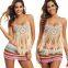 Hand Crocheted Beach Fringed Bikini Split Prismatic Swimsuit Set