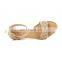 ladies wholesale high heel open toe easy zip up closure with elastic ankle strap wedges sandals shoes (LAJWG0019)
