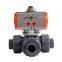 Hot Sale AC220V DN25 1inch 3 Way Plastic PVC Pneumatic Actuator Ball Valve