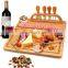 Luxury bamboo wooden cheese cutting board with knife set charcuterie pizza platter cheese display board
