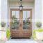 Contemporary Quality Natural Wood Front Prehung Wooden Door Window Double Entrance Exterior Glass Main Door