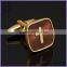 Stainless steel gold plated cross cufflinks