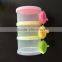 New design Switch colorful three layers plastic baby milk powder container for baby