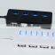 Factory Price USB 2.0 Hub 4 Ports with on/off switch and LEDs