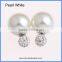 Wholesale Fashion Crystal Pave Beads & Imitation Pearl Double Round Ball Stud Earrings CTBE16-CP01