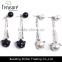 Hot jewelry store fish bone alloy black and white pearl dangle earrings jewelry for women