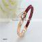 Alloy plating diamond hollow diamond red leather bangle