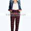 100% Pure Cotton Twin Hip and Back Pockets Baggy Tartan Trousers for Woman
