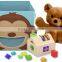 Smiling Monkey Cartoon Felt Mesh- Window Storage Box Bin, Book Lego Toy Organizer Case