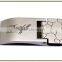 embossed metal and leather money clip wallet