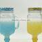 Colored Mason Jar Mugs glass stand with metal Lid and Straws