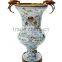 Elegant Blue & White Painting Ceramic Compote, Home Decorative Compotier, Porcelain Fruit Bowl With Bronze Triangle Base,