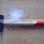 Bleached wooden handle machinist hammer with 1/3 red color painting