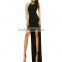 Fashion designs sleeveless backless shoulderless sexy ladies black front short and long back blouse