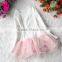 2016 New fashion 2pcs pink girl outfit dress and knit sweater