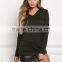 MGOO Factory Custom 2017 V Neck 100% Cotton Sweaters Olive Hooded Jersey Plain V Neck Long Sleeves