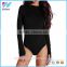 Basic Round Neck Ribbed Body suits Women Black Long Sleeve Bodysuit Custom 2016 latest designs ladies black knitted sweater