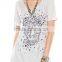 Rock Stylish Young Women Tunic Tops Light Grey Floral Skull Loose T Shirt Short Sleeves