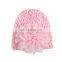 2017 hot sale knitted children's baby hat elastic baby hat chiffon flower hollow hat