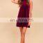2017 burgundy Sleeveless Sexy Women Velvet Shift Dress
