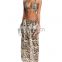 High quality new style snake skin printed bikini cover up long beach dress