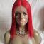 Full Lace Wig Cap 100% Natural Human Hair Weaving Ombre Red Curly