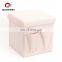 Customized High quality double folding upholstered square ottoman storage with pocket for living room
