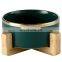 Pet Ceramic Bowl With Bamboo Fiber Frame Cat Dog Pet Food Feeder