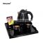 hotel guest supply electric mini 0.8L plastic kettle with melamine tray set